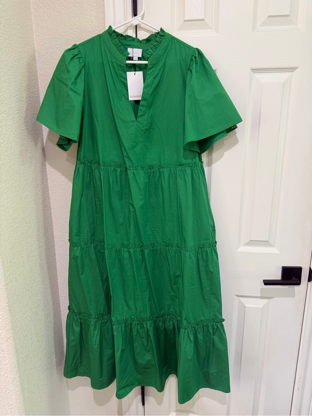 Sugarlips Green Midi Tiered Dress